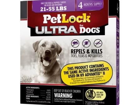 Petlock Ultra Flea & Tick Control for Dogs 21-55 Lb-4 Pk Discount