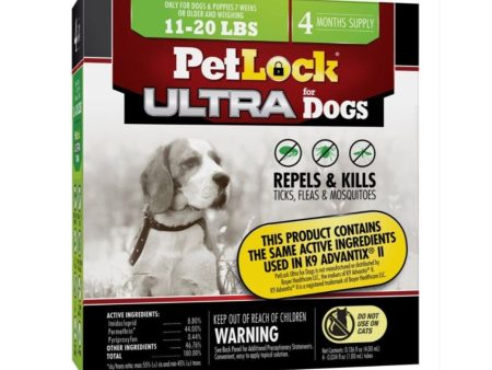 Petlock Ultra Flea & Tick Control for Dogs 11-20 Lb-4 Pk Fashion