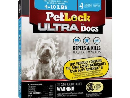 Petlock Ultra Flea & Tick Control for Dogs 5-10 Lb-4 Pk For Sale