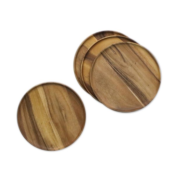 Natural Discs Hand Crafted Round Wood Plate Set Discount