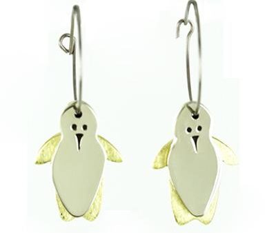 Dancing Penguins Mixed Metal Earrings Cheap