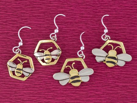 Honey Bee Mixed Metal Earrings Online Sale