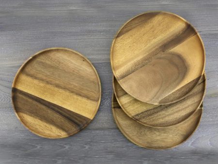 Natural Discs Hand Crafted Round Wood Plate Set Discount