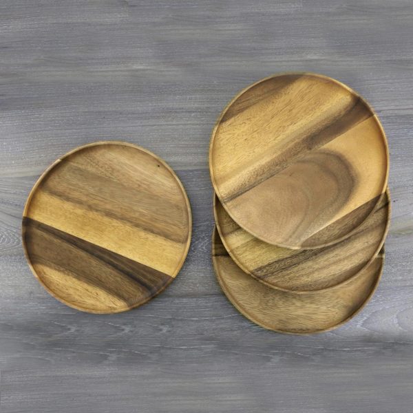 Natural Discs Hand Crafted Round Wood Plate Set Discount