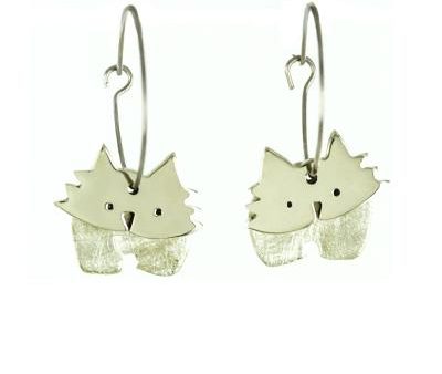 Dancing Cat Silver-Tone Hoop Earrings For Cheap