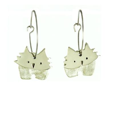 Dancing Cat Silver-Tone Hoop Earrings For Cheap