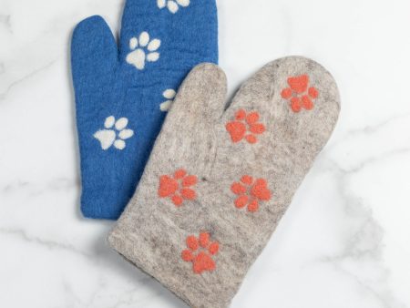 Handmade Felt Paw Print Oven Mitt For Cheap