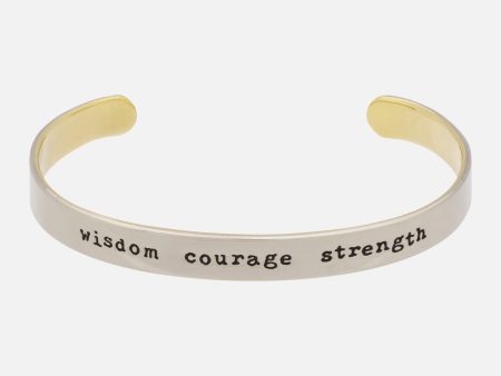 Wisdom Courage Strength Mixed Metals Cuff Bracelet Hot on Sale