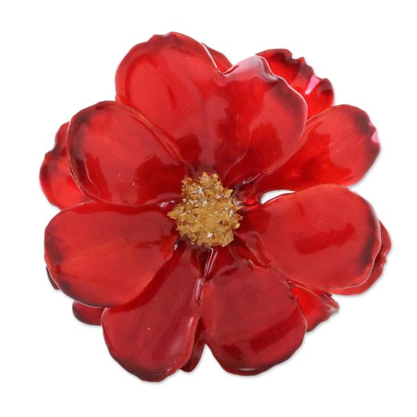 Blooming Cosmos in Crimson Aster Brooch Online Sale