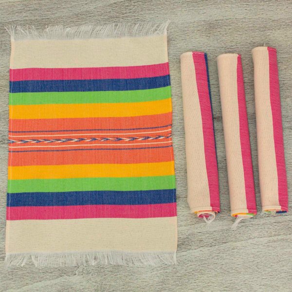 Fiesta Hues Hand Woven Multicolor Cotton Placemats Sale