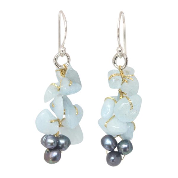 Afternoon Sigh Aquamarine Beaded Earrings Supply