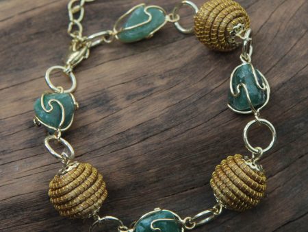 All Aglow in Green Agate Link Bracelet Discount