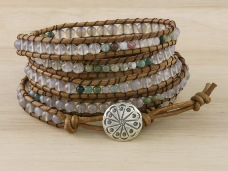 Mist in the Fields Leather Wrap Bracelet Cheap