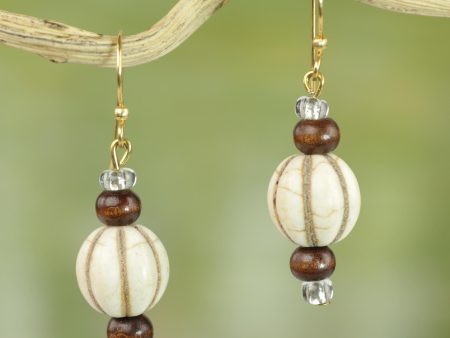 Xoexe Brass & Wood Beaded Earrings Online Hot Sale