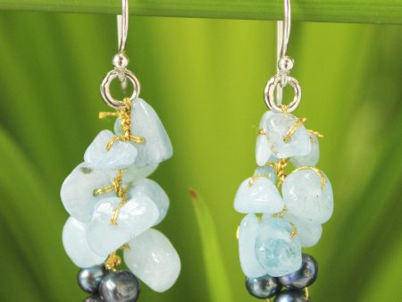 Afternoon Sigh Aquamarine Beaded Earrings Supply