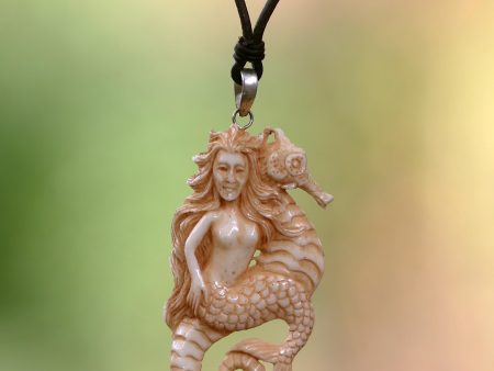 Mermaid & Seahorse Bone Pendant Necklace Cheap