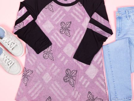 Butterflies & Diamonds Jersey Top Hot on Sale