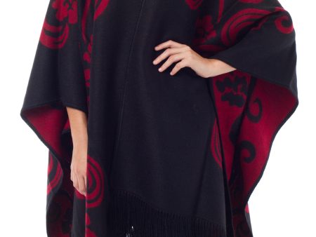 Strawberry Blossom Alpaca Reversible Poncho For Sale