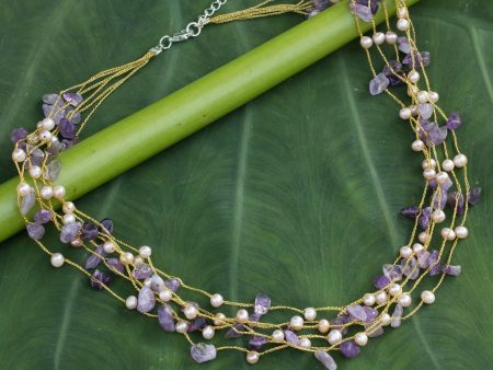 Afternoon Lilac Pearl Beaded Necklace Discount