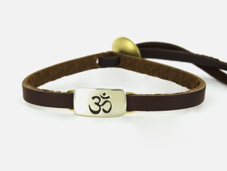 Om Symbol Mixed Metal & Leather Bracelet For Discount