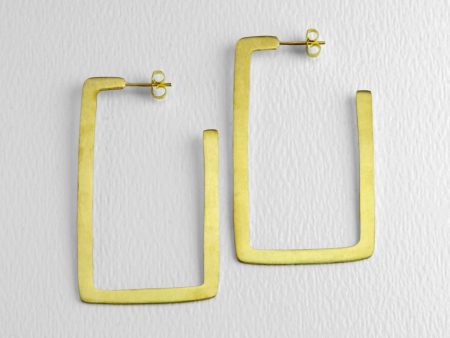 All Squared Up Brass Hoop Earrings Hot on Sale