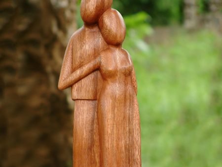 Young Family Wood sculpture on Sale