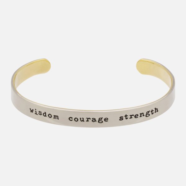 Wisdom Courage Strength Mixed Metals Cuff Bracelet Hot on Sale