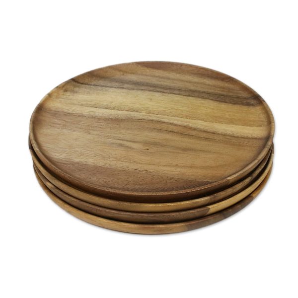 Natural Discs Hand Crafted Round Wood Plate Set Discount