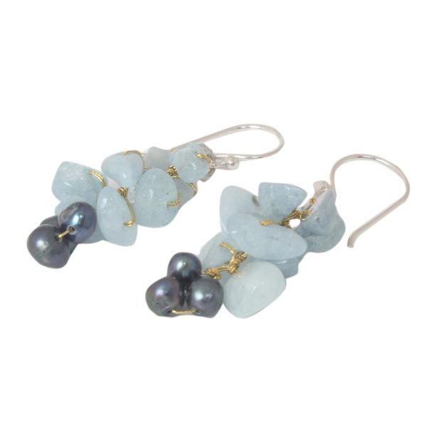 Afternoon Sigh Aquamarine Beaded Earrings Supply