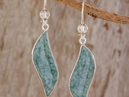 Floating in the Breeze Jade Silver Dangle Earrings Supply