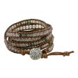 Mist in the Fields Leather Wrap Bracelet Cheap