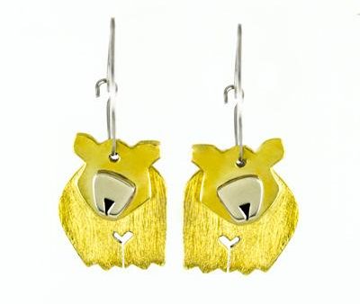 Dancing Bear Mixed Metals Hoop Earrings Cheap