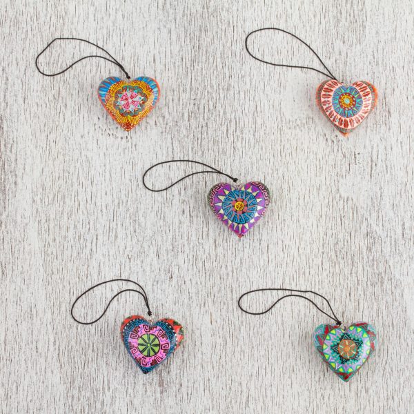 Alebrije Hearts Hand Painted Ornaments For Cheap