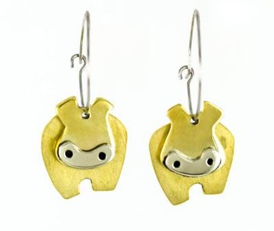 Dancing Hippo Mixed Metals Hoop Earrings For Discount