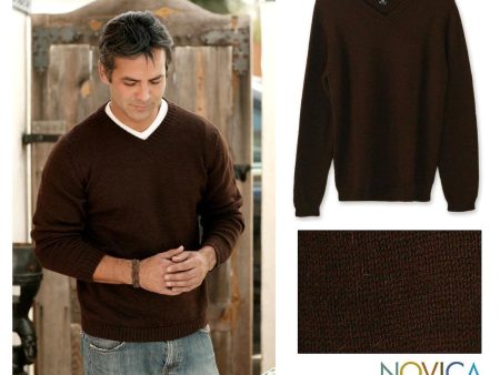 Favorite Memories Men s Brown Alpaca Sweater For Discount