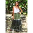 Festive Summer in Olive Black & Green Batik Cotton Skirt on Sale