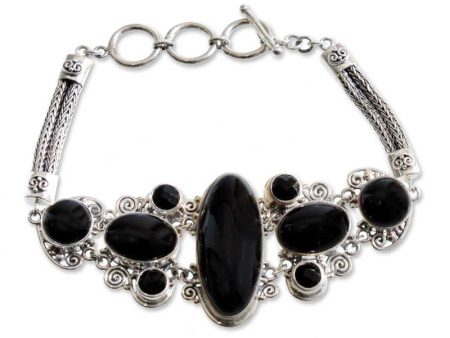 A Night To Remember Silver & Onyx Bracelet Cheap