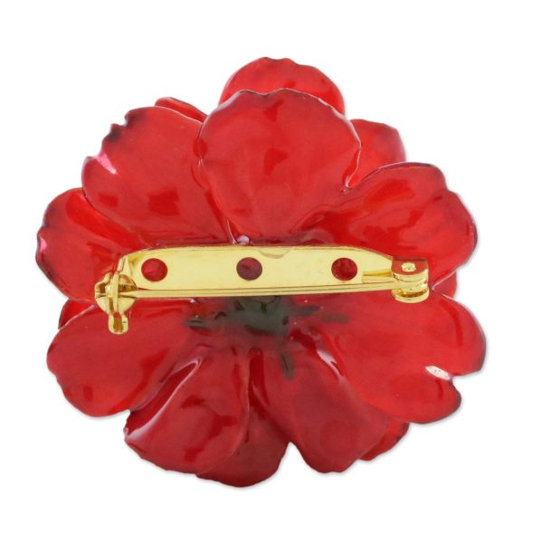 Blooming Cosmos in Crimson Aster Brooch Online Sale