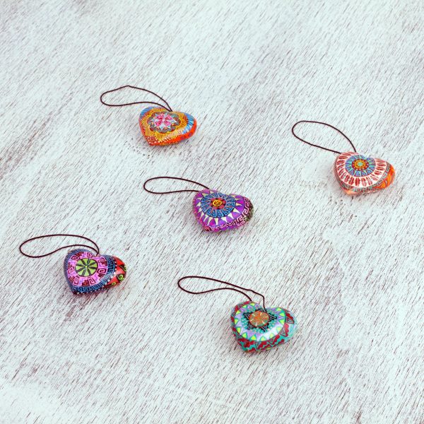 Alebrije Hearts Hand Painted Ornaments For Cheap