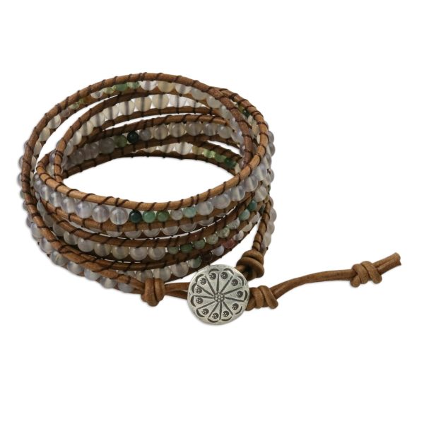 Mist in the Fields Leather Wrap Bracelet Cheap