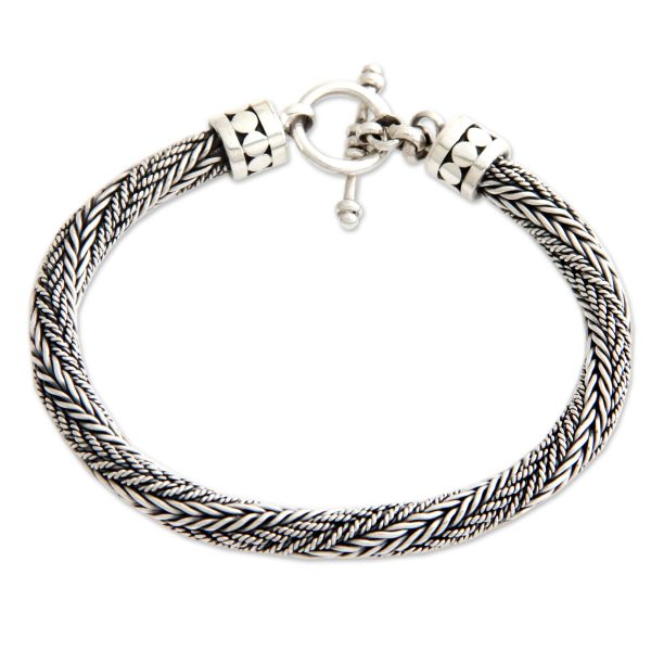 Unity Sterling Silver Men s Braided Chain Bracelet on Sale