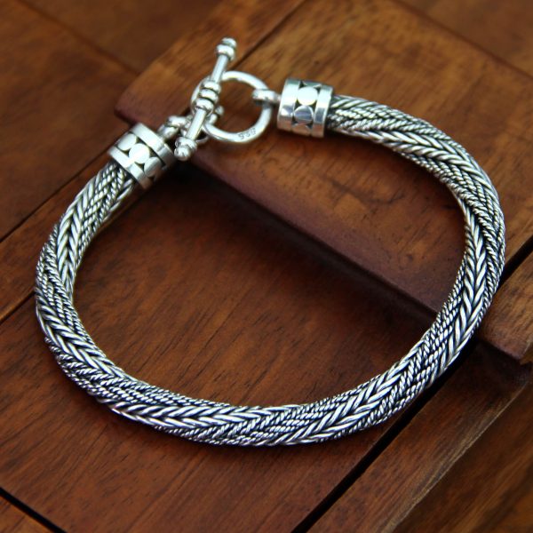 Unity Sterling Silver Men s Braided Chain Bracelet on Sale