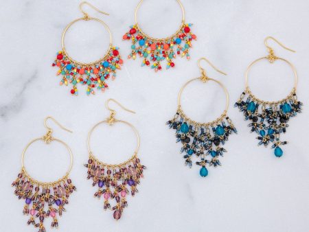 Dazzling Beaded Gold Hoop Earrings Hot on Sale