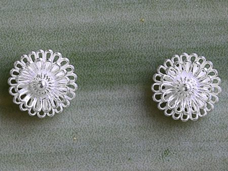 Zinnia Flowers Sterling Silver Stud Earrings Online Hot Sale