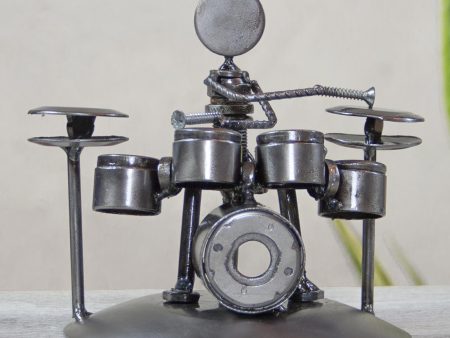 Rustic Drummer Upcycled Auto Parts Musician Statuette Online Sale