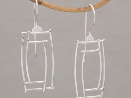 Abstract Windows Silver Drop Earrings For Cheap