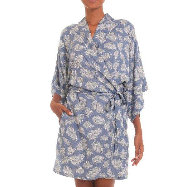 Windy Beach Rayon Robe in Cadet Blue Online Sale